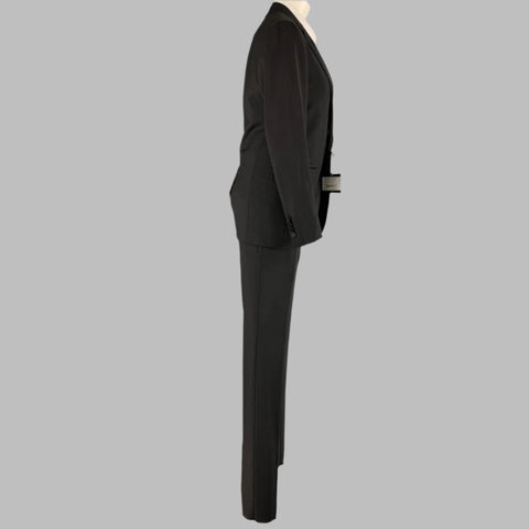 LANVIN Size 34 Black Solid Wool  Mohair Peak Lapel Tuxedo