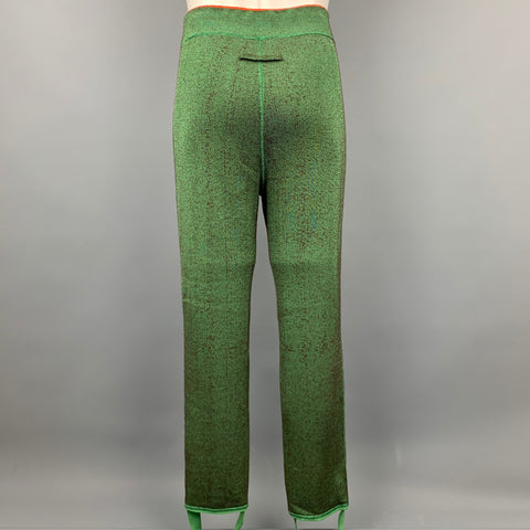 JEAN PAUL GAULTIER Size M Green & Orange Textured Wool Blend Reversible Sweatpants