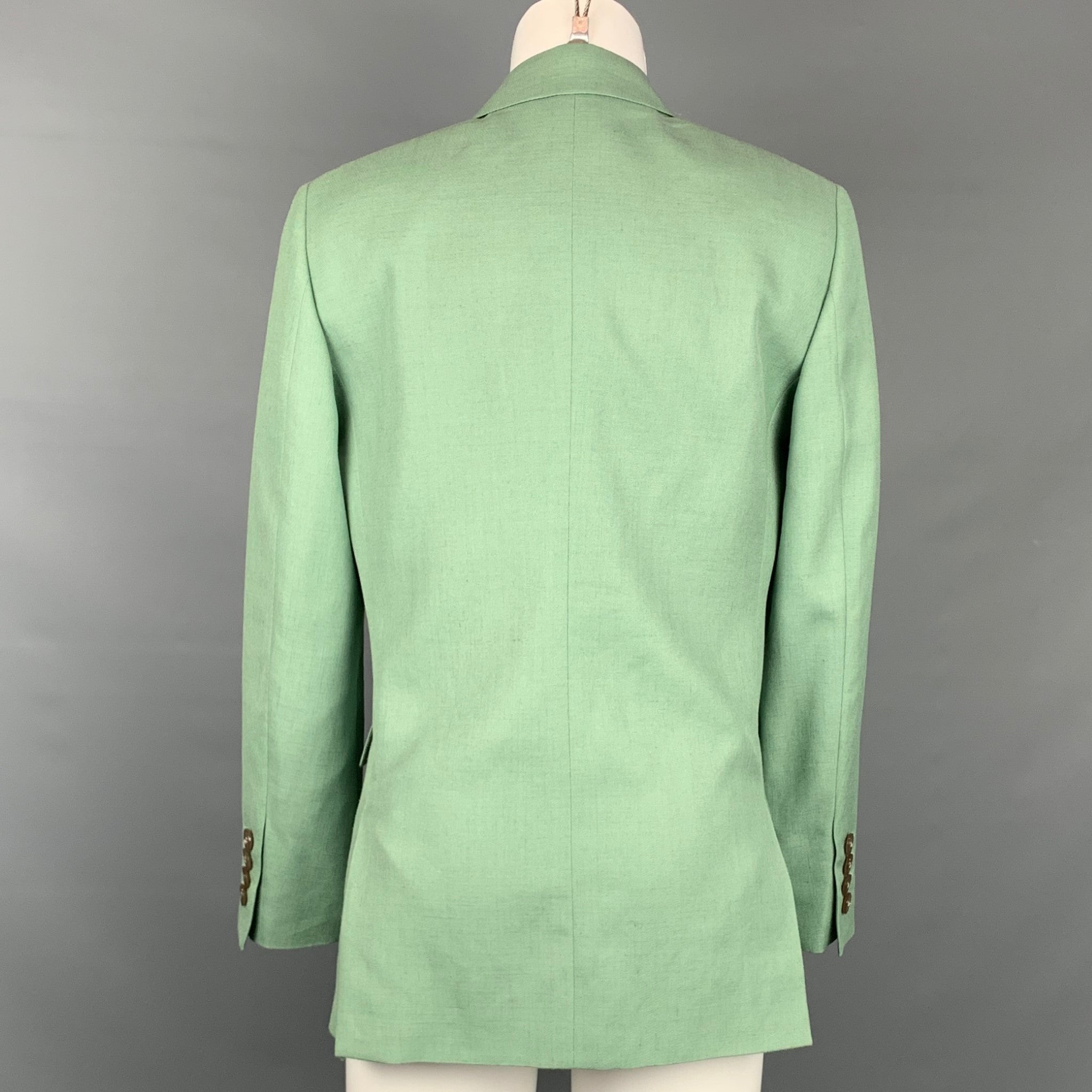 GUCCI Eschatology Size S Green Viscose / Linen Blend Notch Lapel