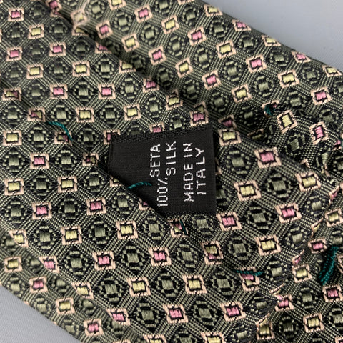 KITON Dark Green Pink Textured Silk Tie