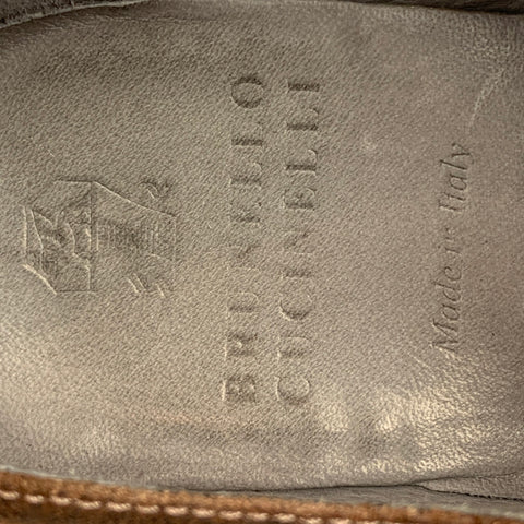 BRUNELLO CUCINELLI Size 8.5 Brown Perforated Suede Shoes