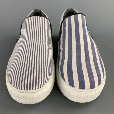 NICK WOOSTER x UNITED ARROWS Size 7 Blue & White Mixed Fabrics Canvas Sneakers