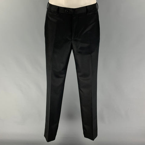 PAL ZILERI Size 40 Black Wool Silk Peak Lapel Suit
