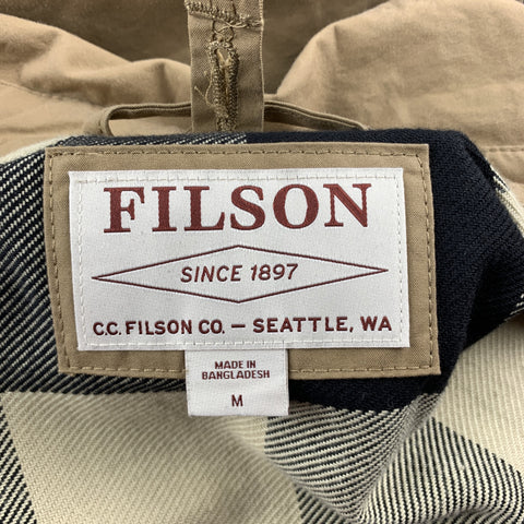 FILSON Size M Tan Cotton Zip & Snaps Patch Pockets Jacket