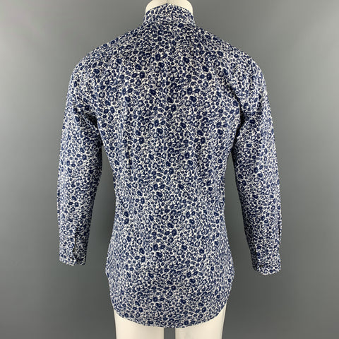 PAUL SMITH Size S Navy & White Floral Cotton Button Up Long Sleeve Shirt