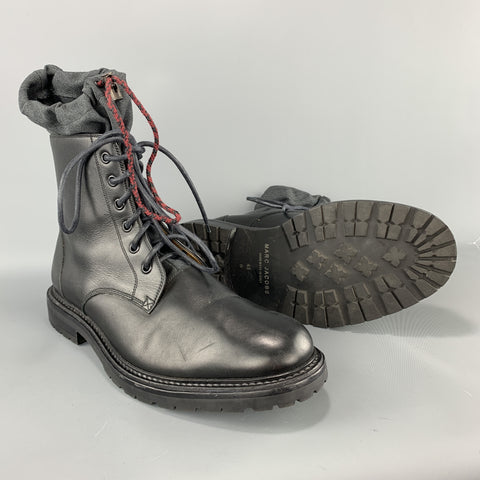 MARC JACOBS Size 9 Black Leather Lace Up Drawstring Top Boots