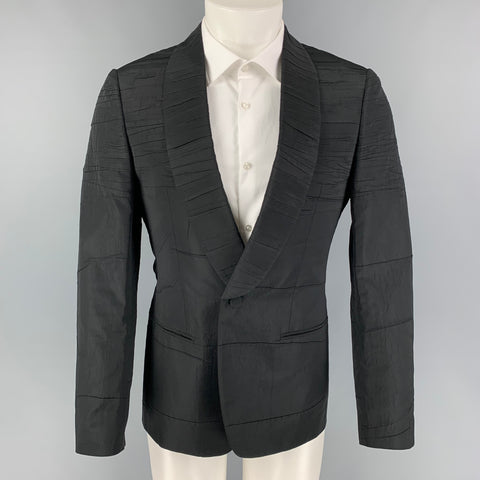 VIKTOR & ROLF Size 38 Black Ruched Polyester Blend Shawl Collar Sport Coat