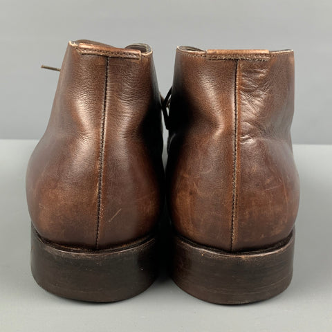 PRADA Size 10 Brown Leather Lace Up Boots