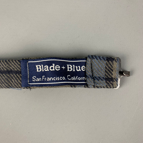 BLADE+BLUE Navy Grey Plaid Cotton Bow Tie