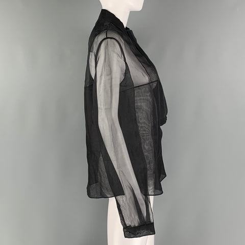 VALENTINO Hiver 2008 Size 8 Black Silk See Through Blouse