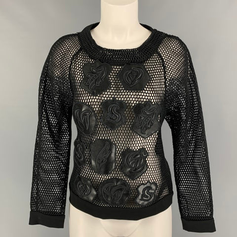 VIKTOR &amp; ROLF Talla 8 Blusa de manga larga con aplique de poliéster negro