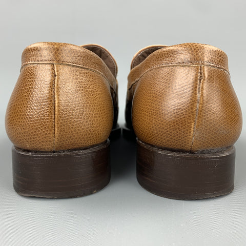 GIORGIO ARMANI Size 7 Tan Textured Leather Penny Loafers