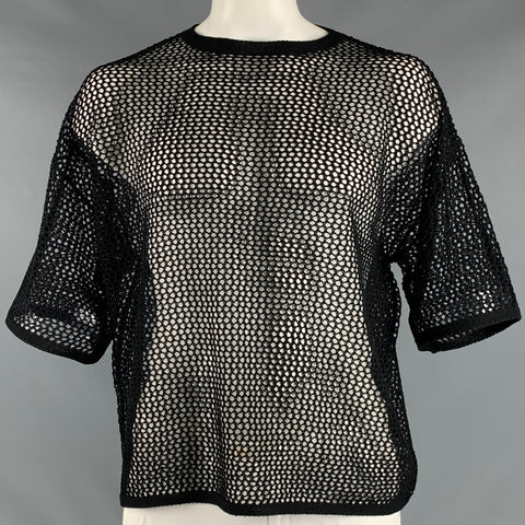 HARE Size XXL Black Mesh Knit Short Sleeve Pullover