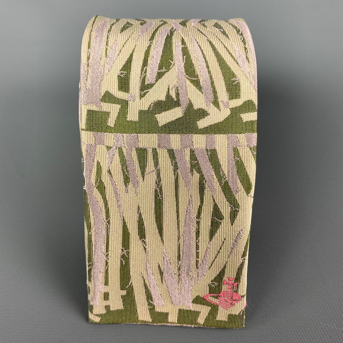 VIVIENNE WESTWOOD Light Green Lilac Abstract Tie