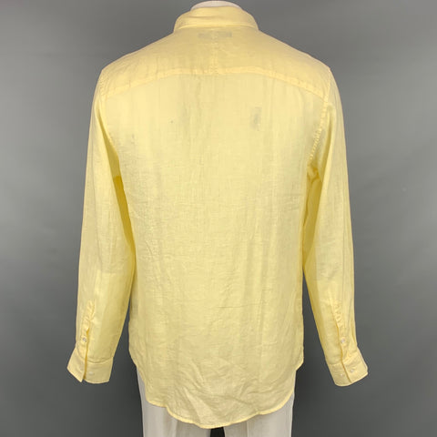 JOHN VARVATOS Size L Yellow Linen Oversized Long Sleeve Shirt