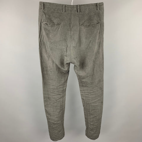 LAYER-O Taille 34 Pantalon décontracté en lin froissé gris à entrejambe tombant