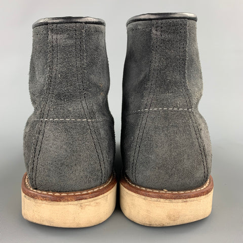 RED WING Size 9 Charcoal Contrast Stitch Suede Worker Boots