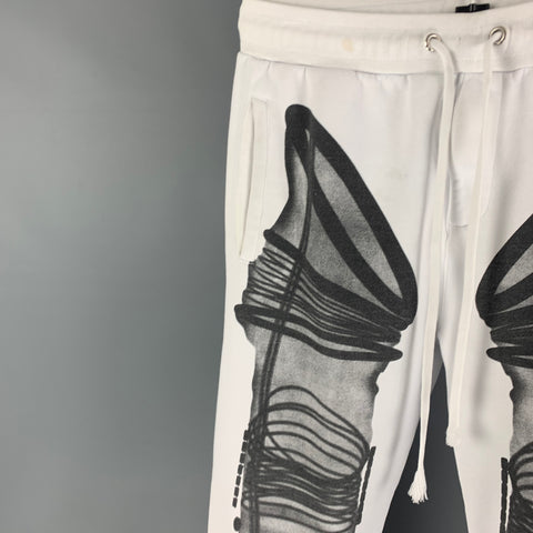 HOOD BY AIR Size M White Black Astronaut X Ray Print Cotton Sweatpants