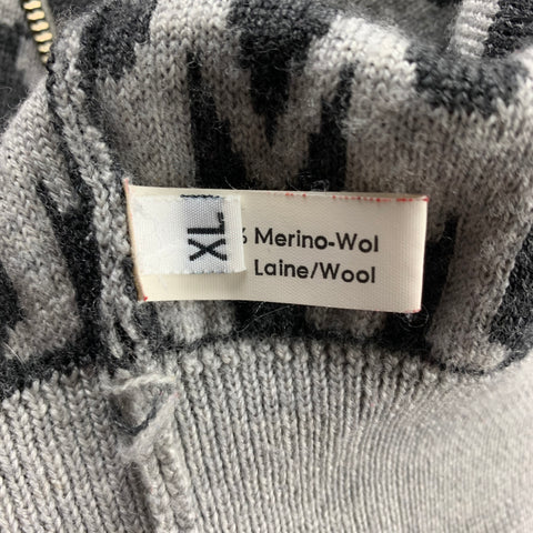 AESTHETICTERRORISTS by WALTER VAN BEIRENDONCK Size XL Grey & Charcoal Monogram Merino Wool Jacket