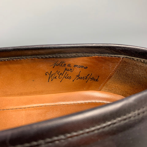 BONTONI Size 10 Black Distressed Leather Custom Loafers