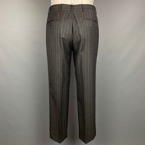 POLO by RALPH LAUREN Size 38 Charcoal & Grey Pinstripe Virgin Wool Notch Lapel Suit