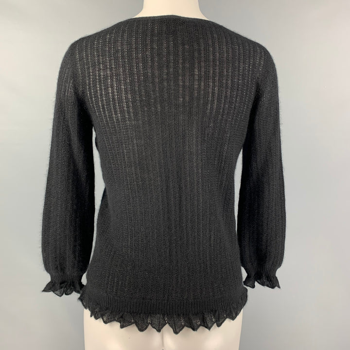LOUIS VUITTON Size M Black Cashmere 3/4 Sleeves Pullover