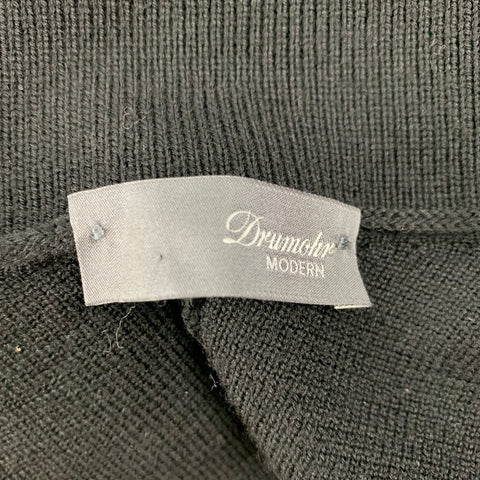 DRUMOHR Size S Black Merino Wool Cardigan