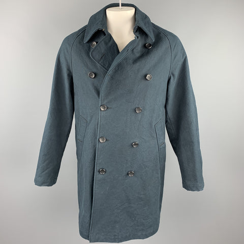 ADAM KIMMEL Size L Navy Cotton Double Breasted Hook & Eye Coat
