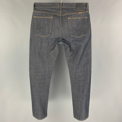 CIVILIANAIRE Size 33 Navy Contrast Stitch Selvedge Denim Jeans