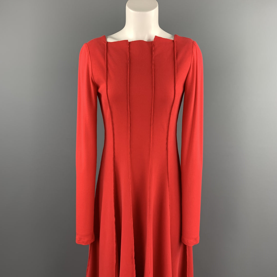 ANETT ROSTEL Size 6 Red Cotton Asymmetrical Long Dress