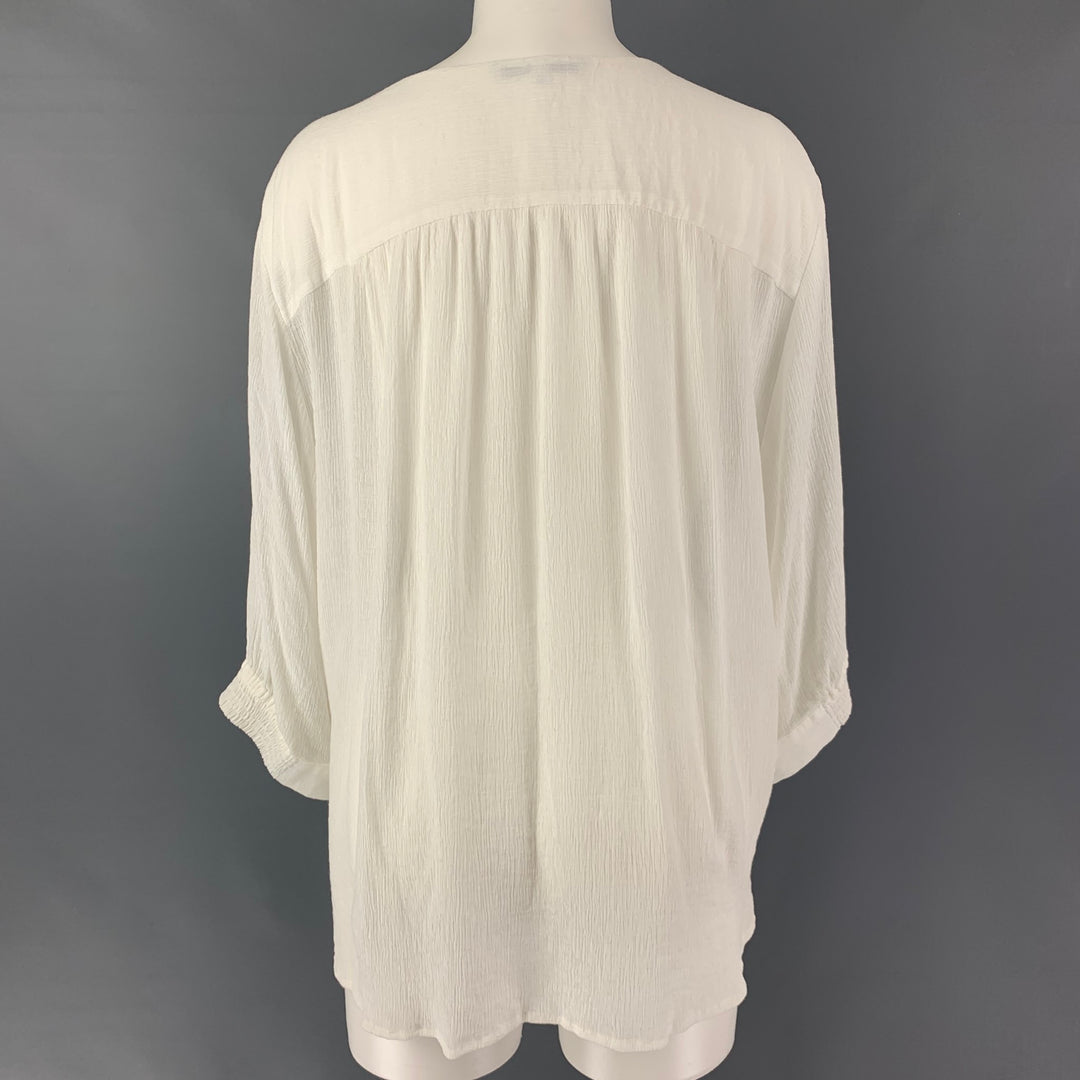 GERARD DAREL Size XL White Viscose Wrinkled 3/4 Sleeves Casual Top