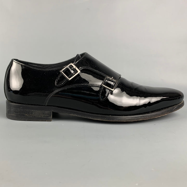 SUIT SUPPLY Size 10 Black Leather Double Monk Strap Loafers