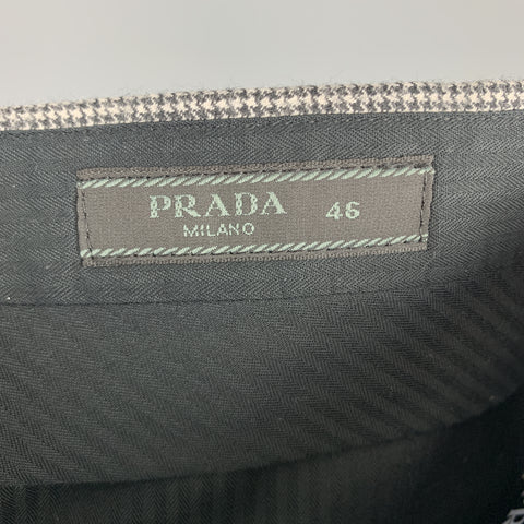 PRADA Size 30 Black & White Houndstooth Wool Button Fly Casual Pants