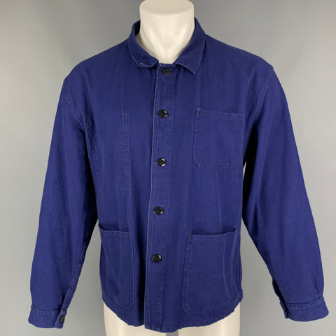 VINTAGE Taille 48 Veste de travail en sergé solide cobalt