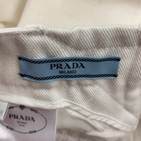 PRADA Size 2 White Cotton Wide Leg Shorts