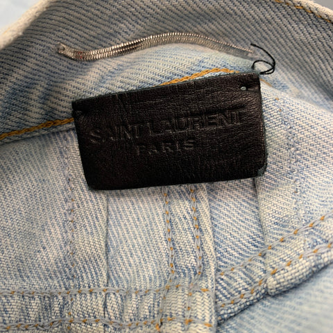 SAINT LAURENT Size 33 Light Blue Cotton Elastane Button Fly Jeans