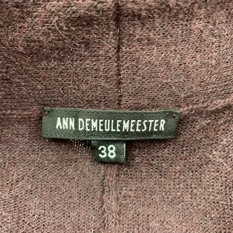 ANN DEMEULEMEESTER Size 6 Burgundy Cashmere Blend Knitted Cardigan