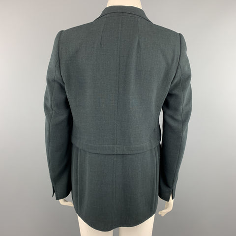 AKRIS Size 12 Forest Green Wool Zip Off Sport Coat Blazer Jacket