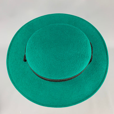 LONNI Green Black Ribbon Wool Hat