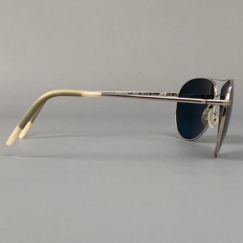 OLIVER PEOPLES Silver Metal Aviator Benedict Sunglasses