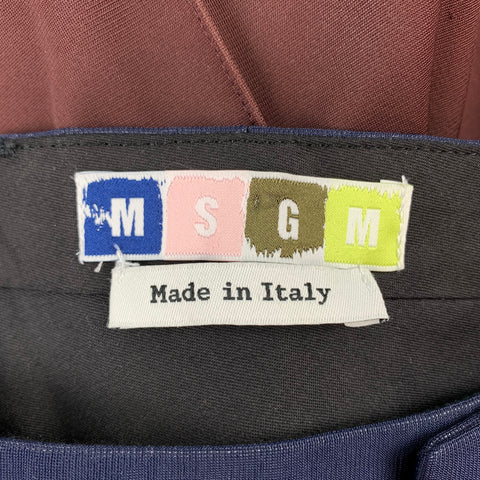 MSGM Taille 36 Pantalon décontracté en polyester / polyamide color block bleu marine et marron