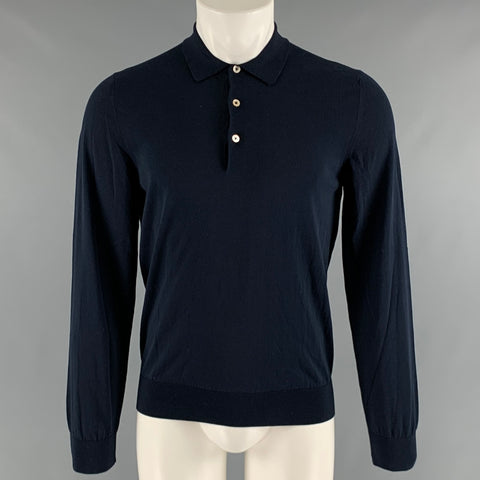 BOGLIOLI Size S Navy Long Sleeve Polo