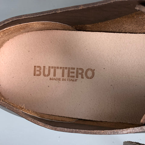 BUTTERO Taille 11 Chaussures basses à lacets en cuir crème marron