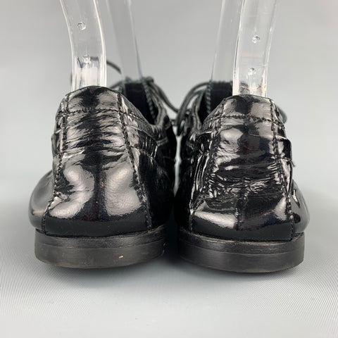 MIU MIU Zapatos Oxford de charol perforado negro talla 7.5