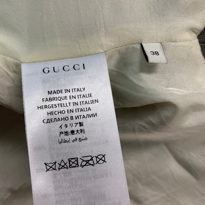 GUCCI FW2018 Runway Talla 2 Chaqueta corta con tachuelas de cuero gris dorado