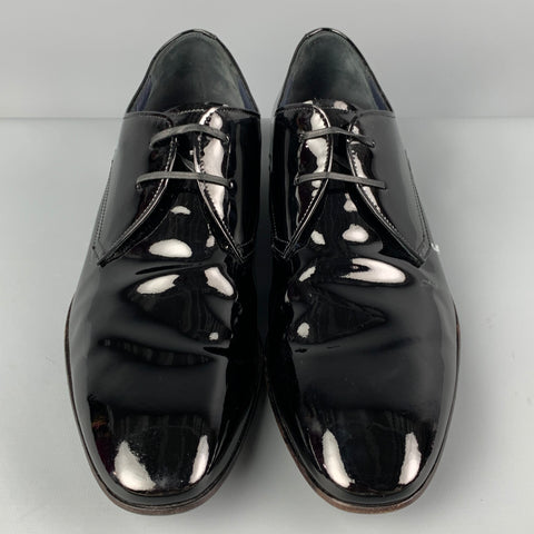 SALVATORE FERRAGAMO Size 8 Black Leather Lace Up Shoes