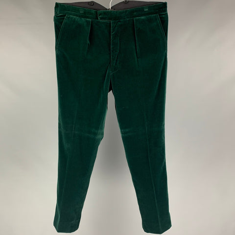 FAVOURBROOK Size 36 Forest Green Cotton Velvet Button Fly Dress Pants