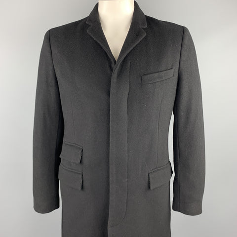 J CREW Chest Size L Black Wool / Cashmere Hidden Buttons Coat