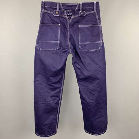JUNYA WATANABE Size M Navy Contrast Stitch Cotton Straight Casual Pants
