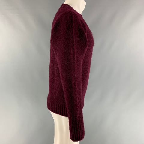 J. PRESS Jersey de cuello redondo de lana de punto burdeos talla S